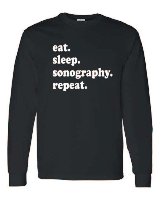 Eat Sleep Sonography Long Sleeve Tshirt