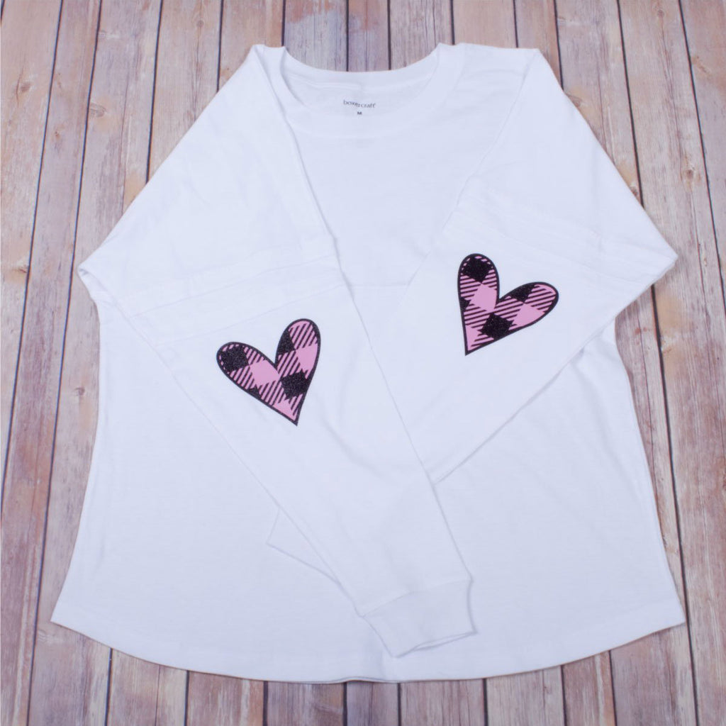 Heart Elbow Plaid -- White