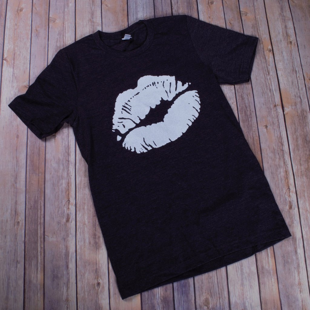 Valentine Lips Tee -- Dark Grey