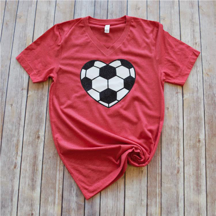 Glitter Soccer Heart -- Red