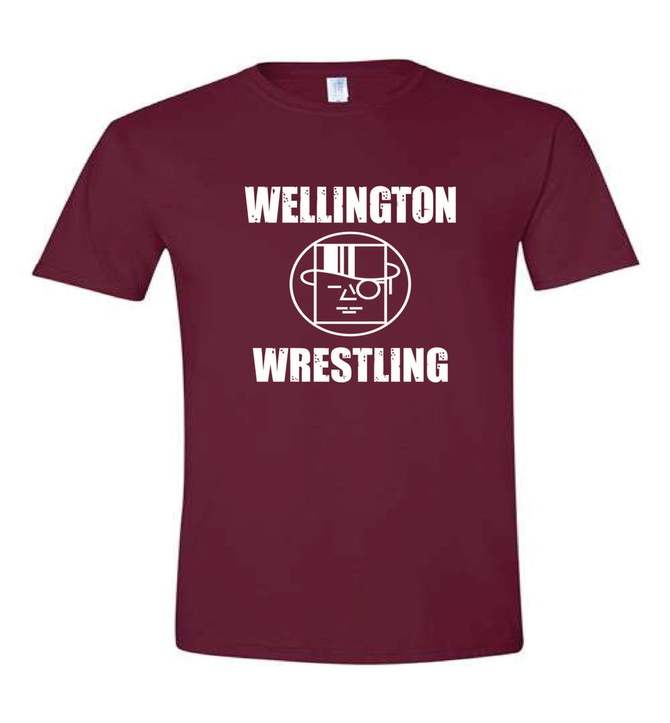 Wellington Wrestling Spirit wear maroon tshirt