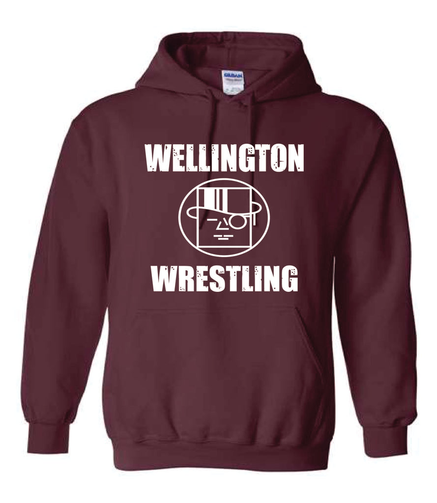 Wellington Wrestling Spirit wear maroon hoodie